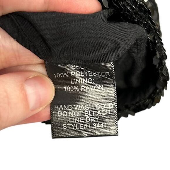 By Together Black Velvet Sequin Embellished Short Sleeve Mini Dress Womens Small - Picture 4 of 6